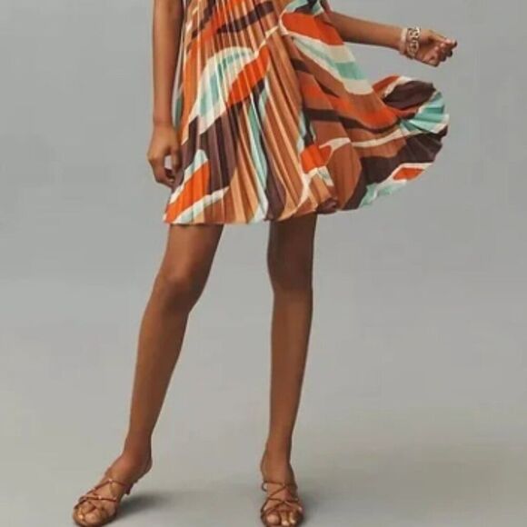 Anthropologie x HUTCH Halter Pleated Swing Mini Dress. L NWT - Picture 8 of 12